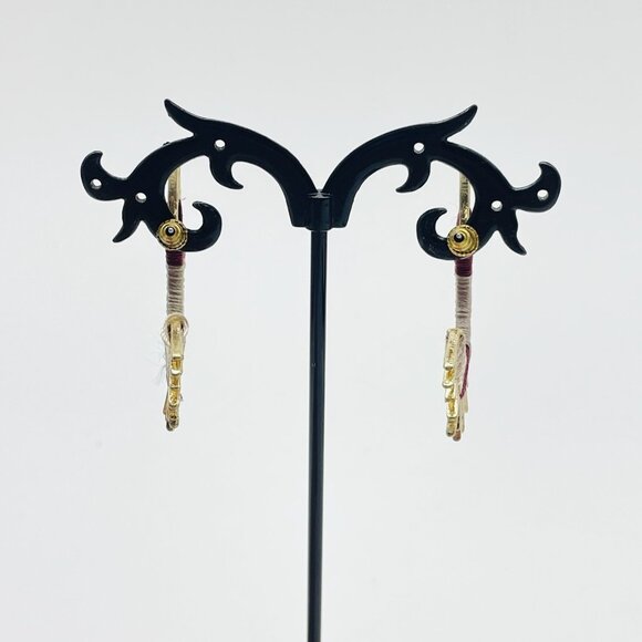 MESTIERE NY Earrings Theodora Hoop New on Card Red Gold Tone Pierced Signed - Picture 11 of 11